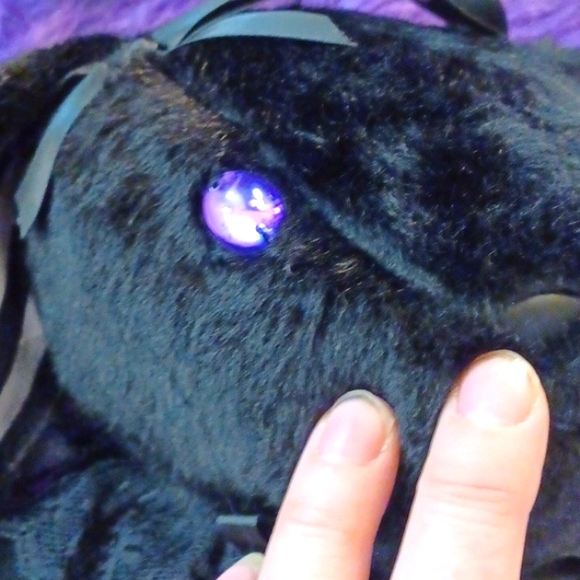 DOLLSKILL WIDOW GOTH BUNNY BAG BLACK PURPLE EYES BACKPACK BLACK FURRY STRAPS - Picture 6 of 15